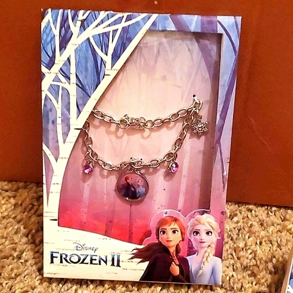 Frozen II Amethyst Crystal Charm Bracelet Silver Plated